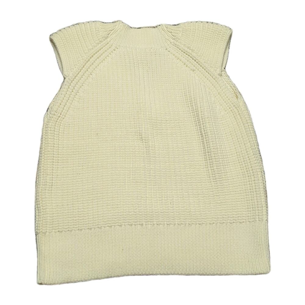 Banana Republic Sweater Vest Ivory Cotton Sleeveless Knit - Picture 3 of 7
